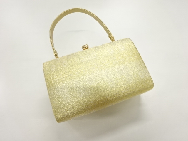 リサイクル　キンワシ金糸菊模様織出し和装バッグ